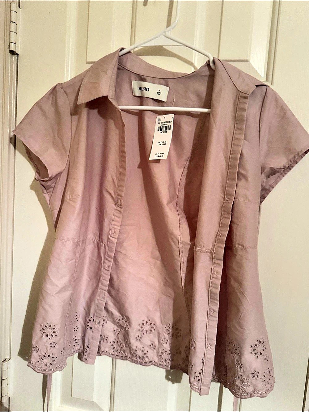 Maurices Eyelet Hem Blouse in Pink Size Medium NWT